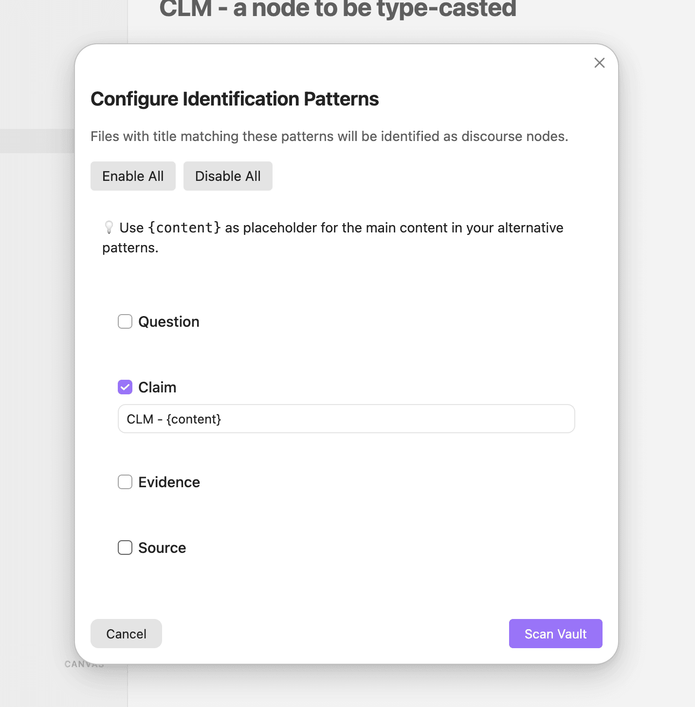 Configure identification patterns
